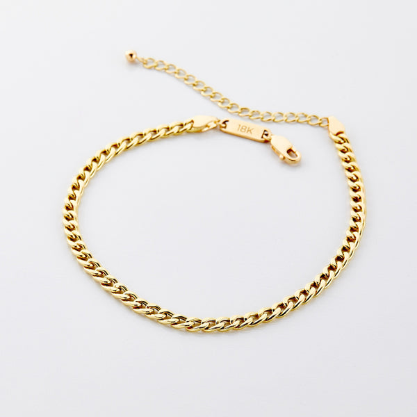 Cuban Chain Anklet - 18K Solid Gold - Nominal