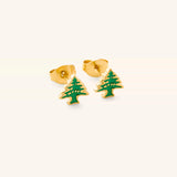 Cedar of Lebanon Enamel Studs