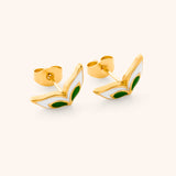 Keffiyeh Two-Tone Olive Branch Studs