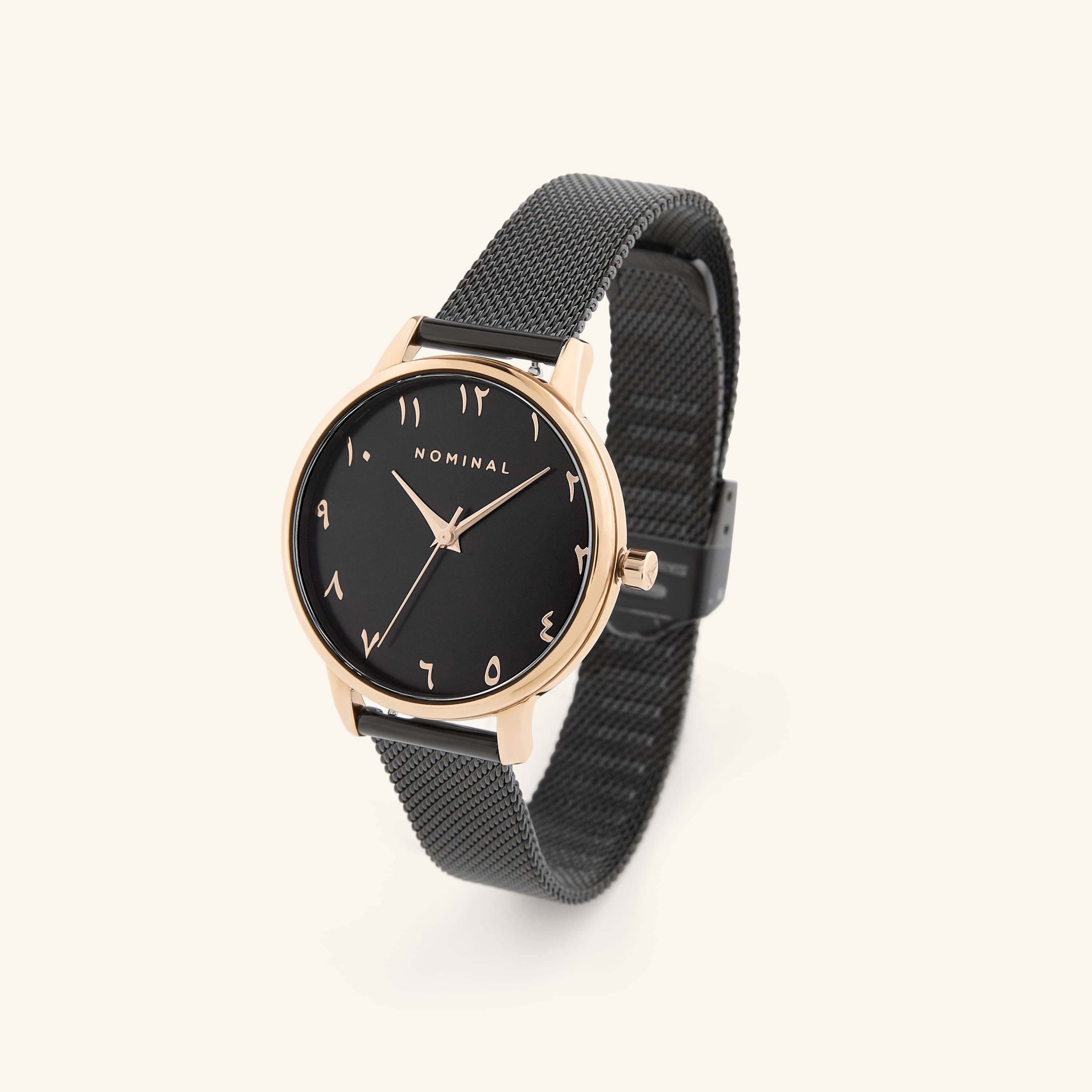 Women Rose Gold And Black Analog Elegant Cable Cuff Arabic Number Bracelet Watch Rolex Day Date 36mm Rose Gold Black Dial Arabic Number  main image 2