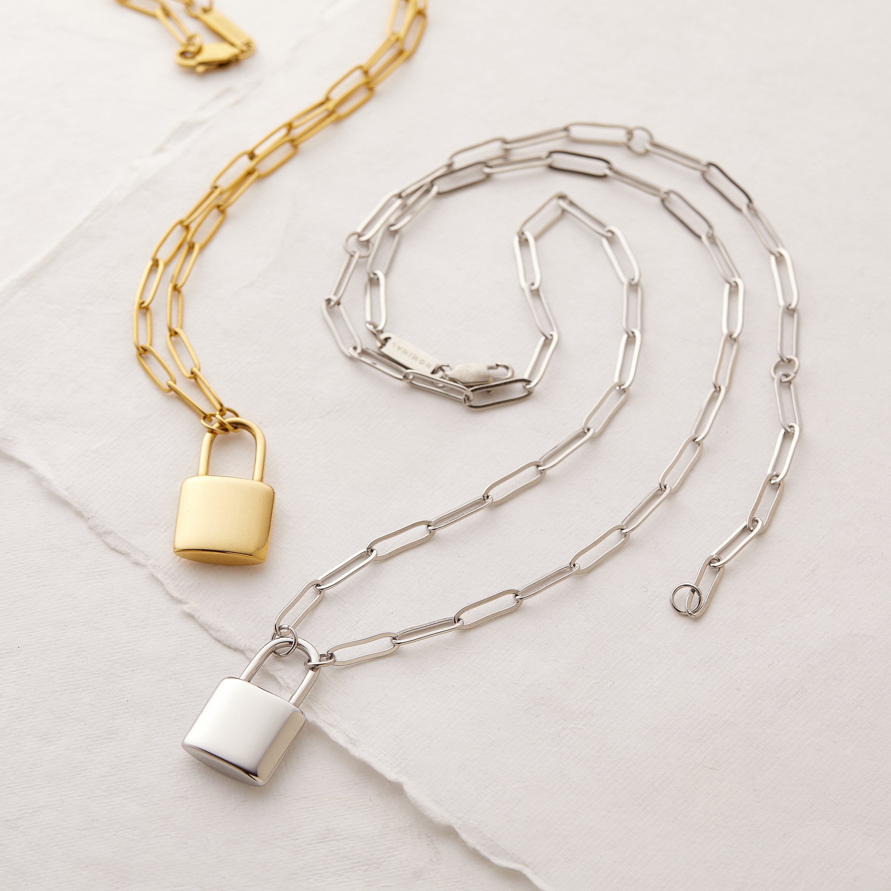 Long Link Padlock Chain Necklace