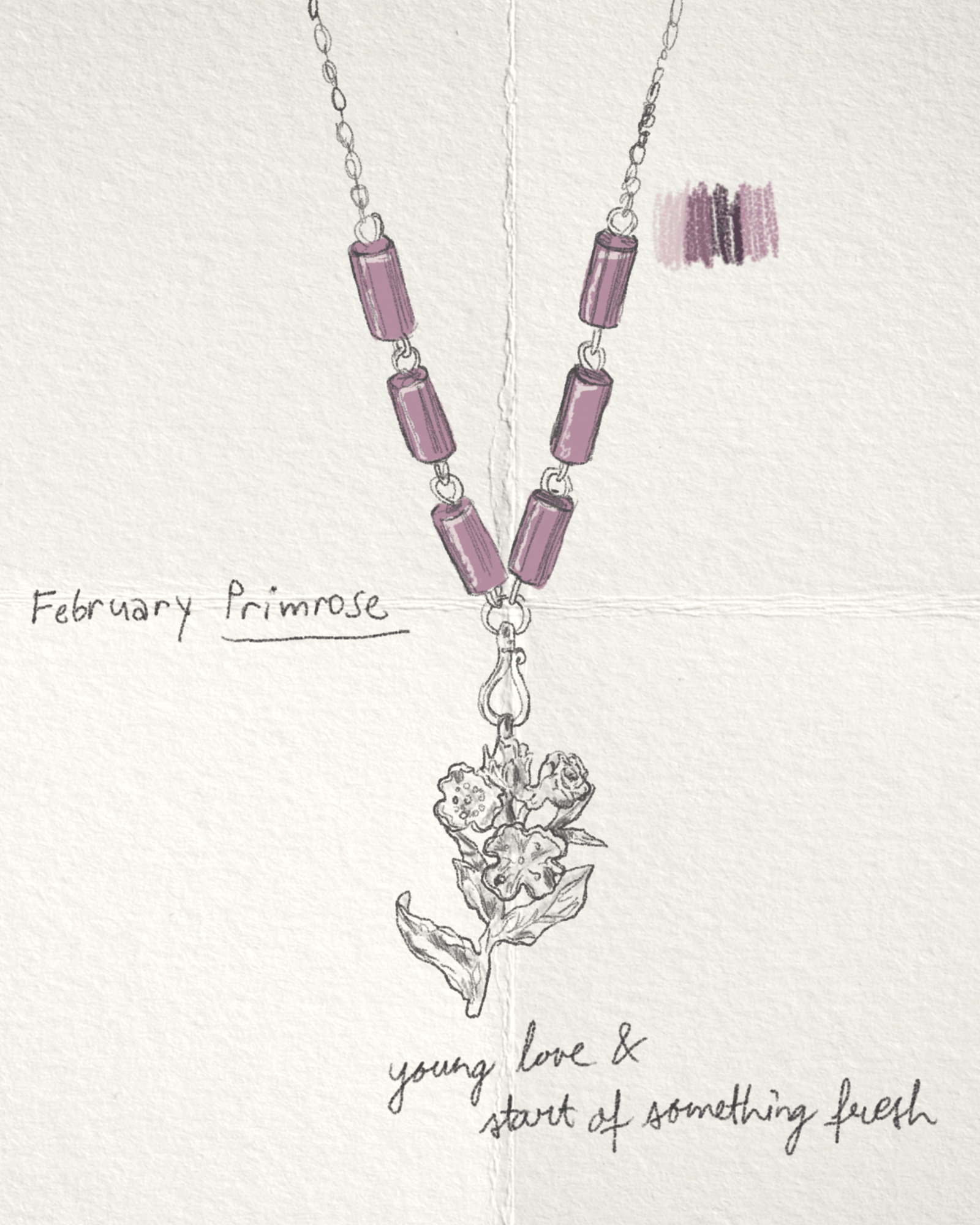 February Primrose Birth Flower Necklace