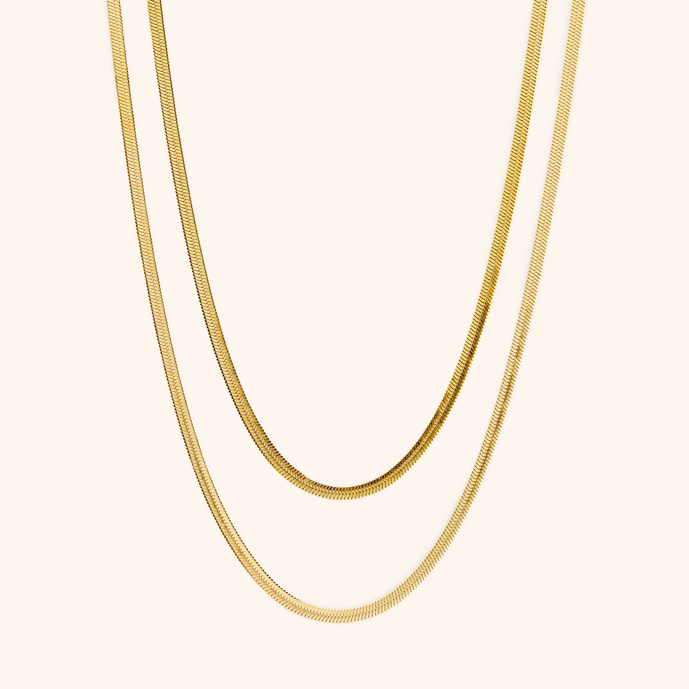 Herringbone Chain Necklace 22 Inches 18K Gold Plated Nominal