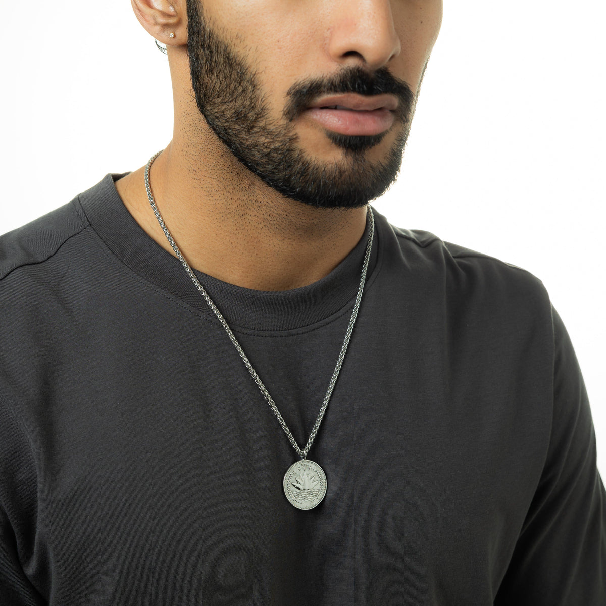 Silver Chain Mens Silver Coin Pendant Country Coin Necklace Men Nominal