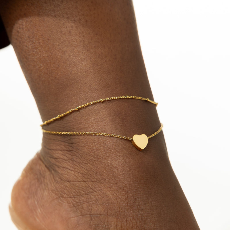 Dotted & Heart Stacker Anklet