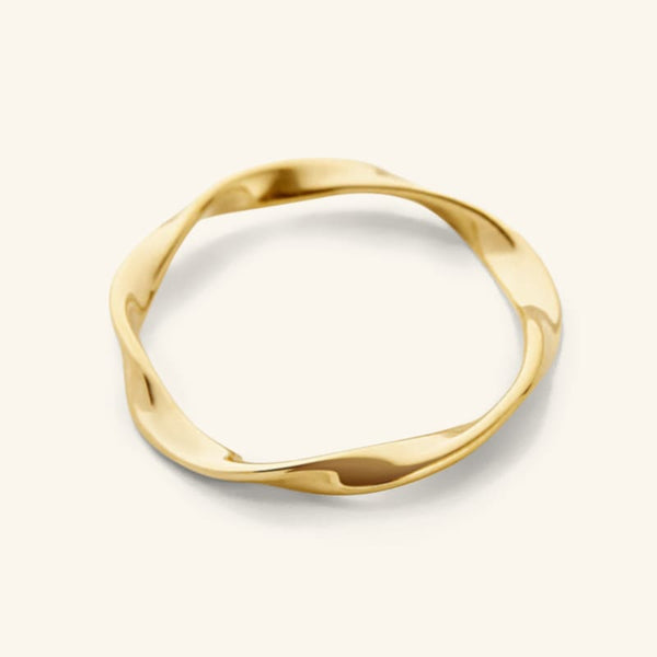 Nominal ring – 18k gold plated twisted wave band, minimalist stackable ring