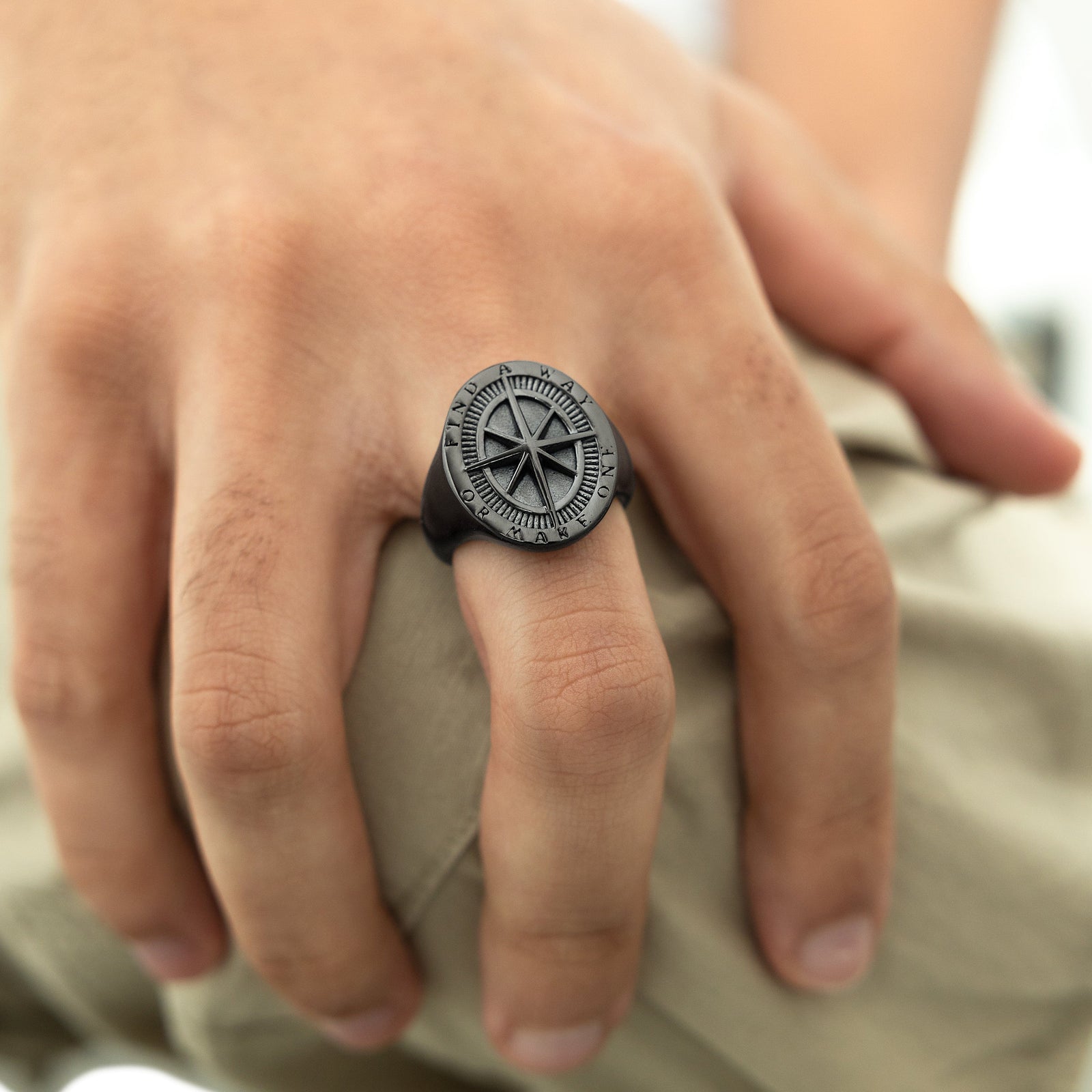 "Find a Way" Compass Ring | Men - Nominal