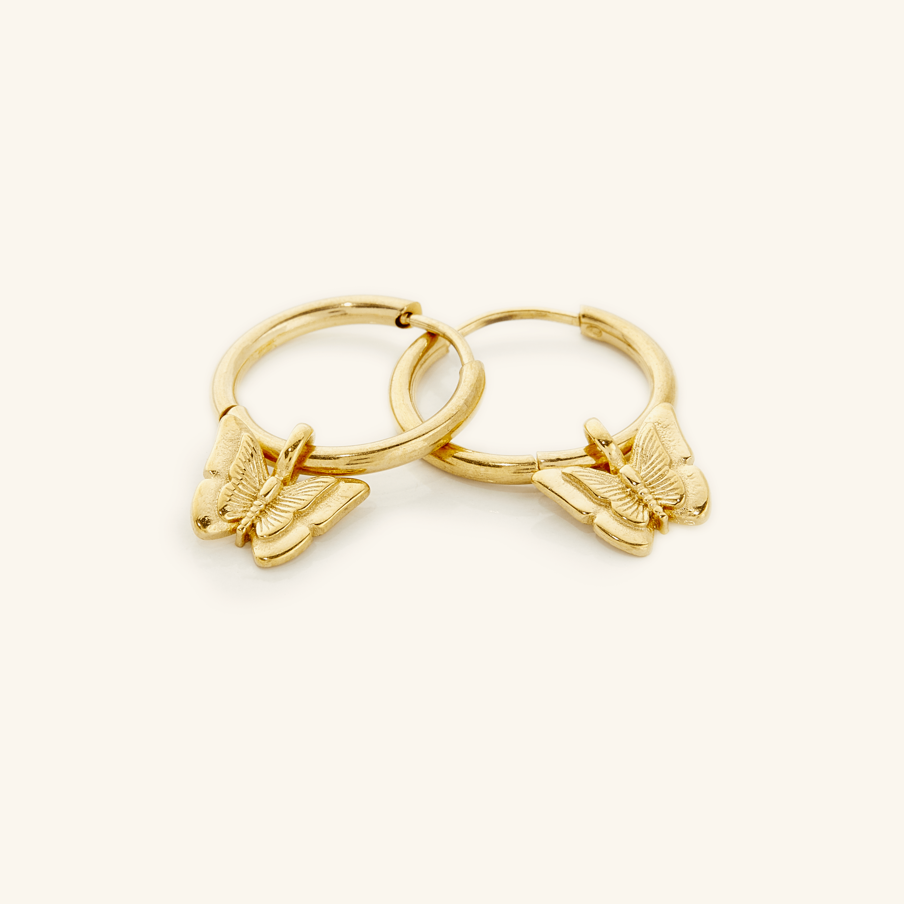 Mini butterfly hoop earrings online