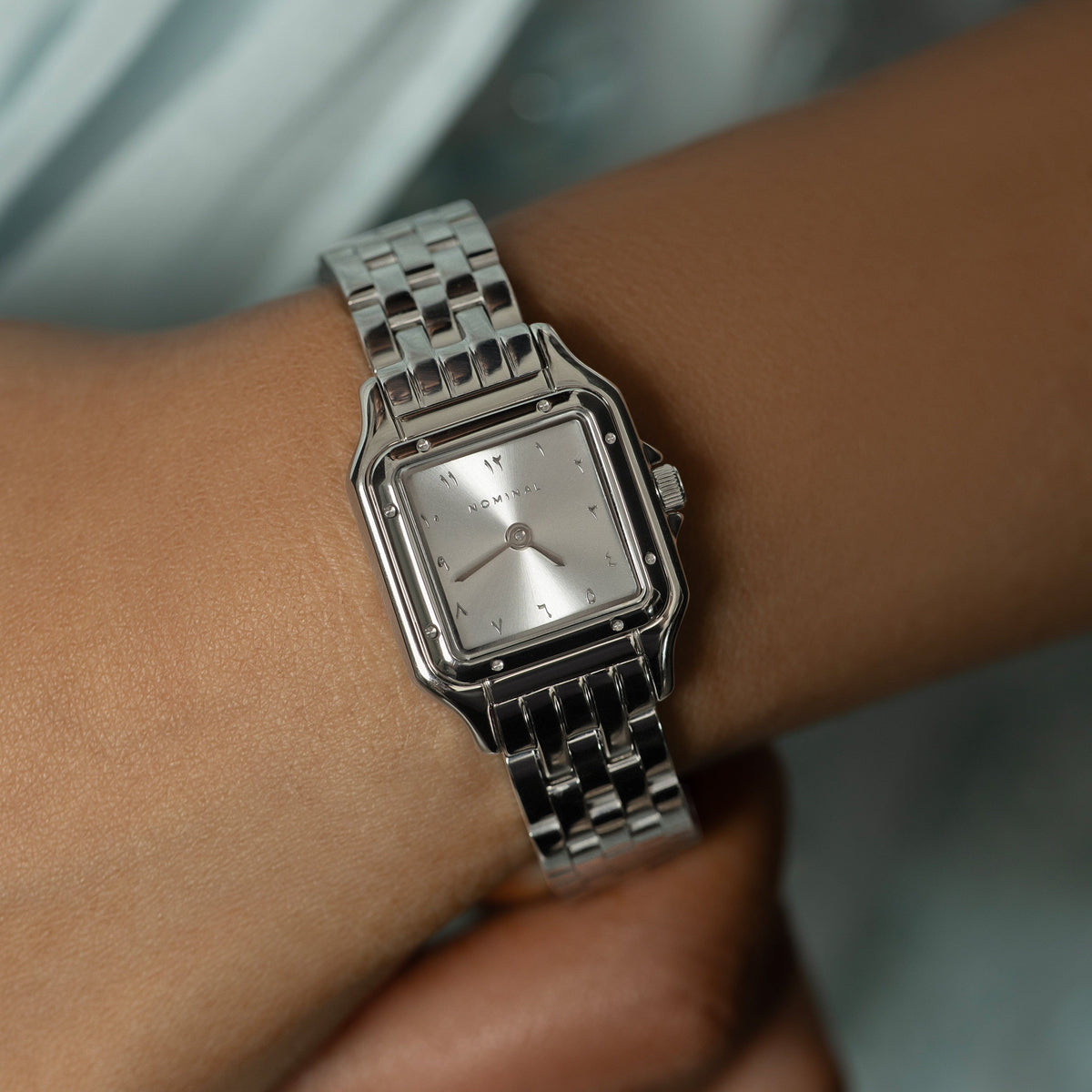Close up photo of the Glacier as worn by the model.