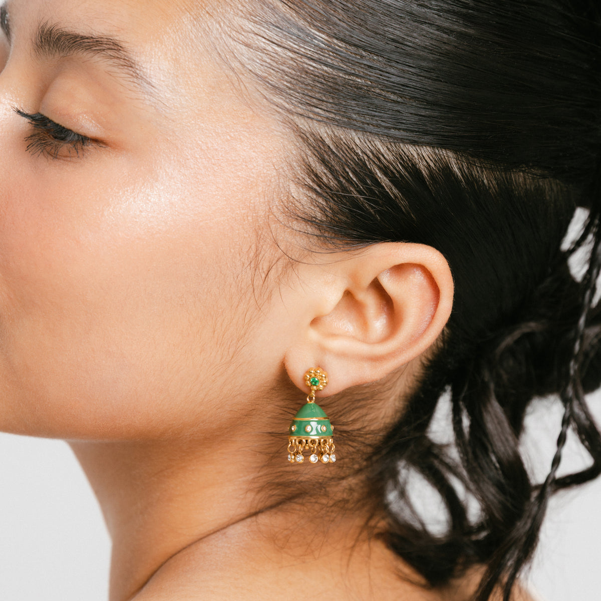 Green Mini Jhumka Studs
