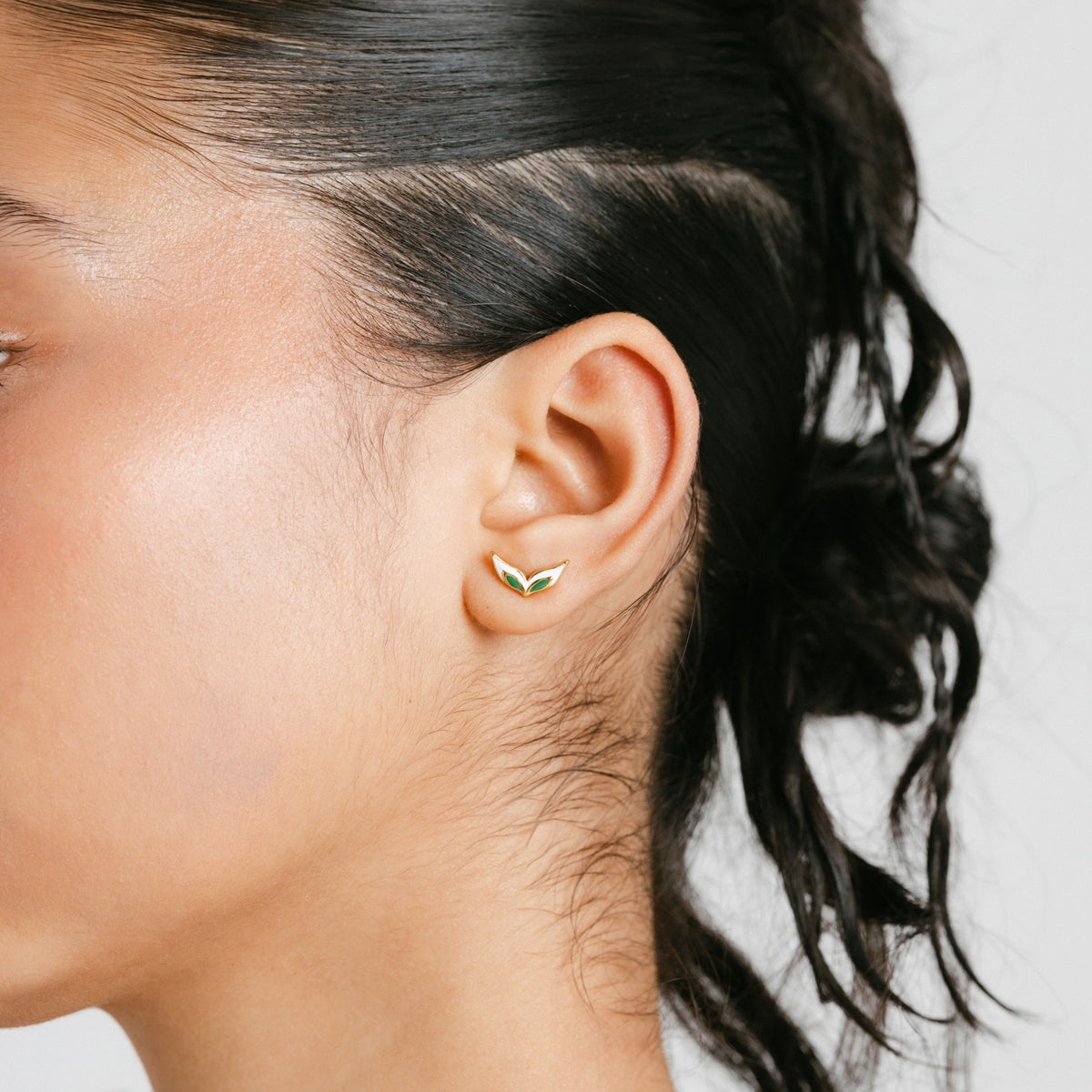 Keffiyeh Two-Tone Olive Branch Studs