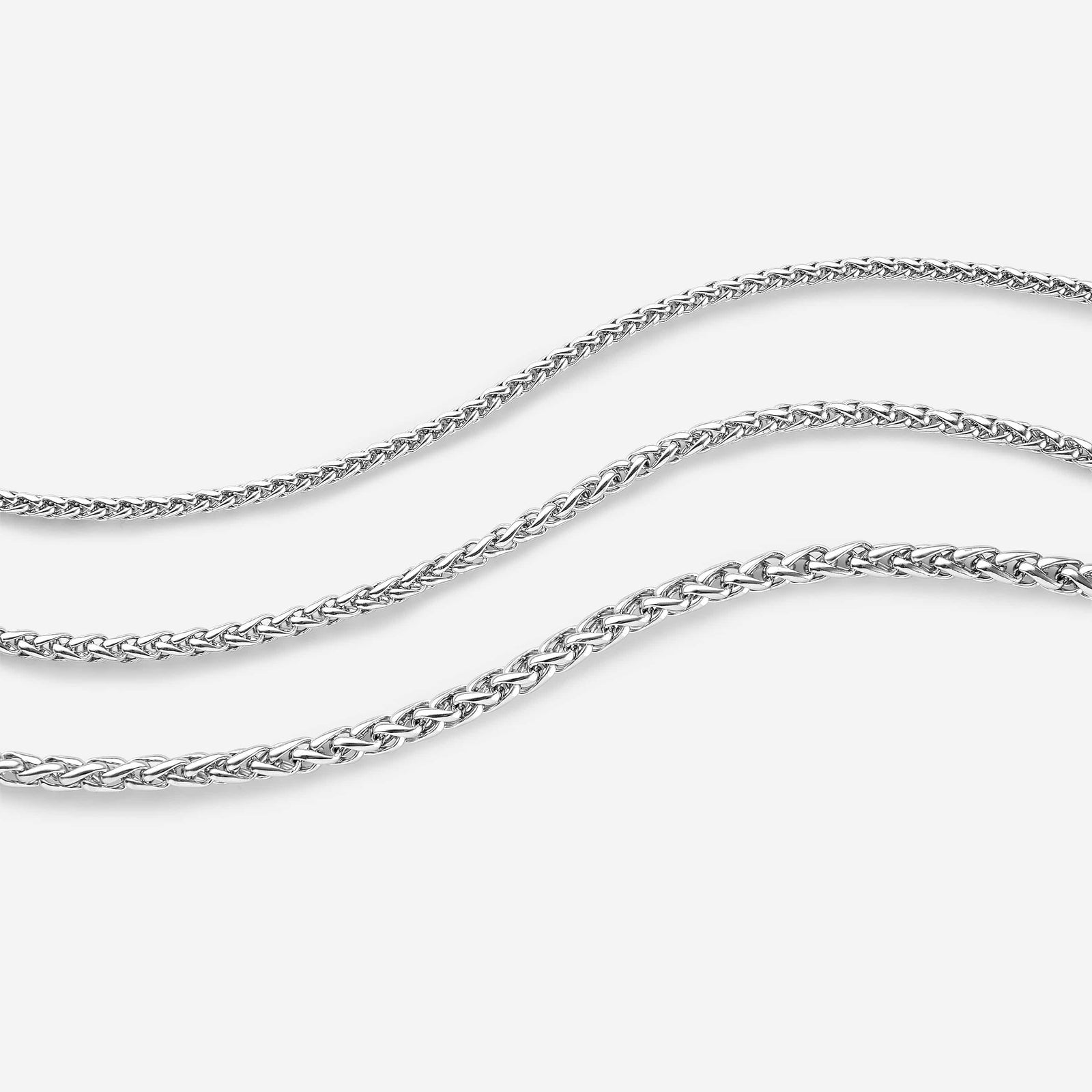 3mm 18 White Gold Wheat Chain Essential Wheat Chain Men Nominal