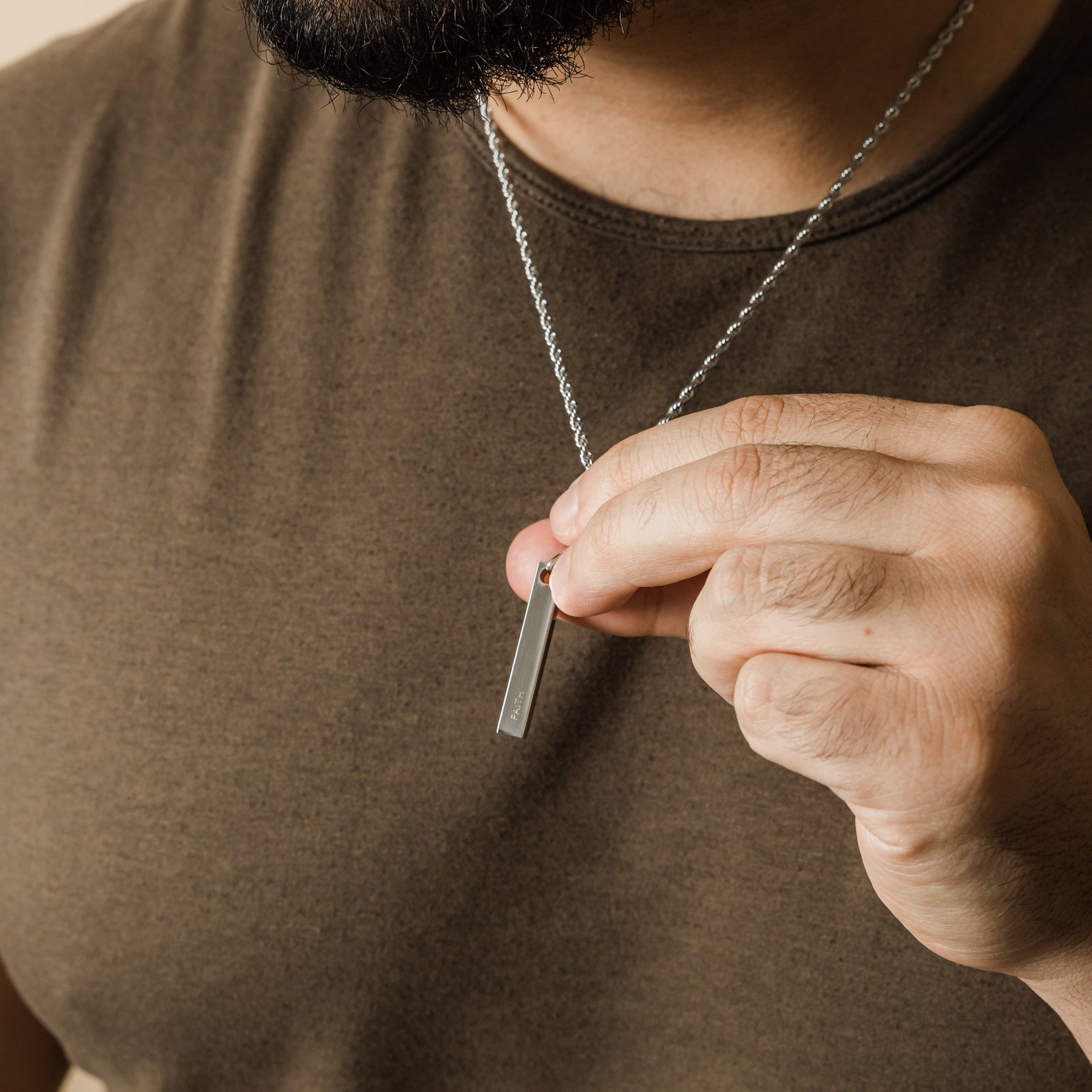 Faith 3D Bar Necklace | Men - Nominal