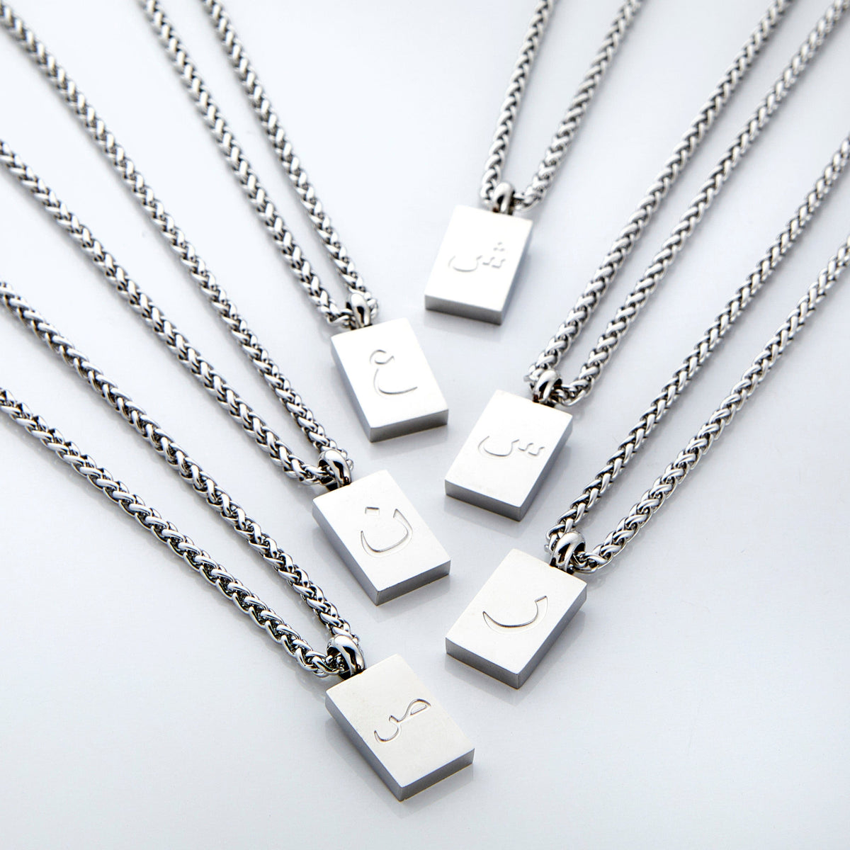 Sterling Silver Chain Mens Initial Chain Arabic Letter Necklace Men Nominal