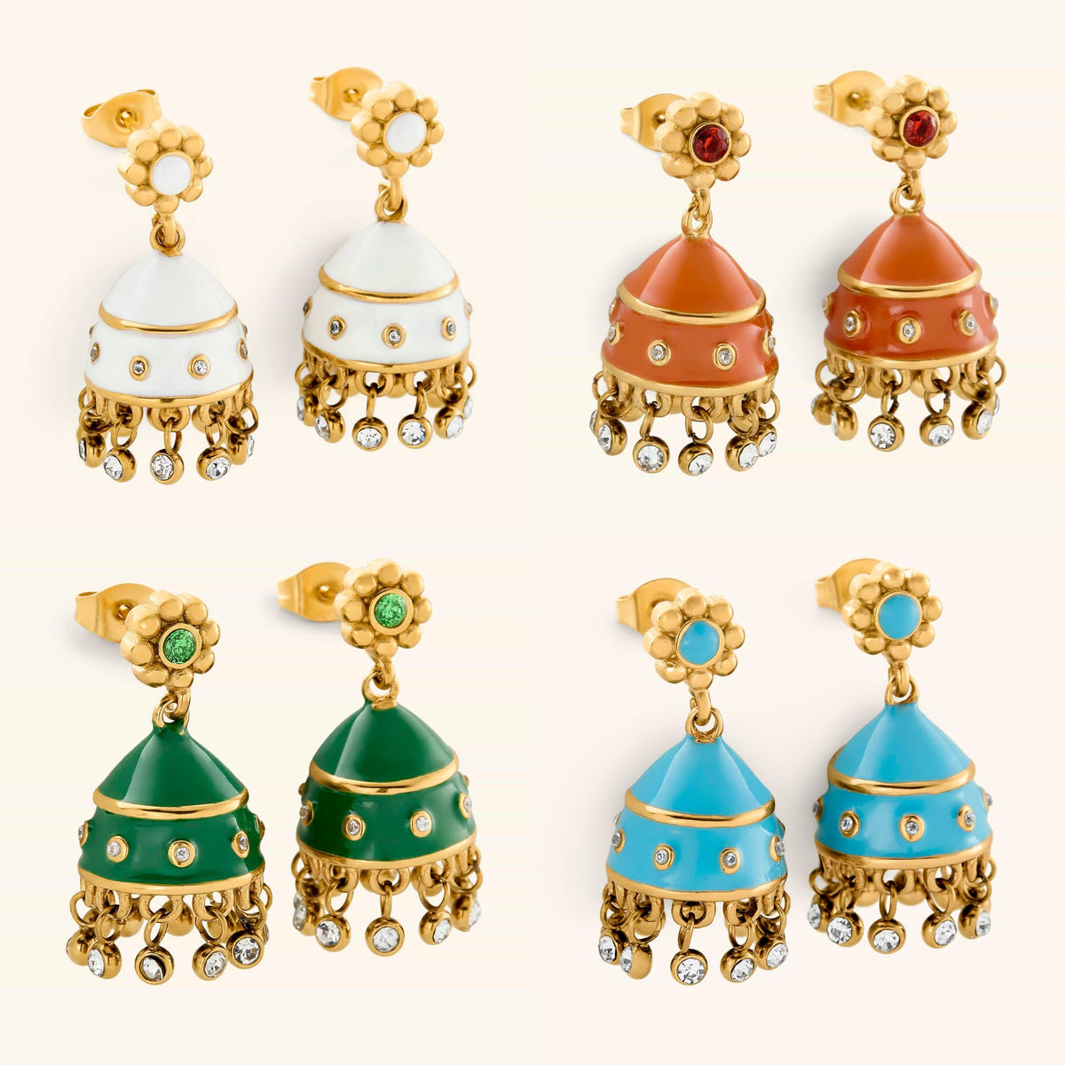 Mini Jhumka Studs 4-Pack