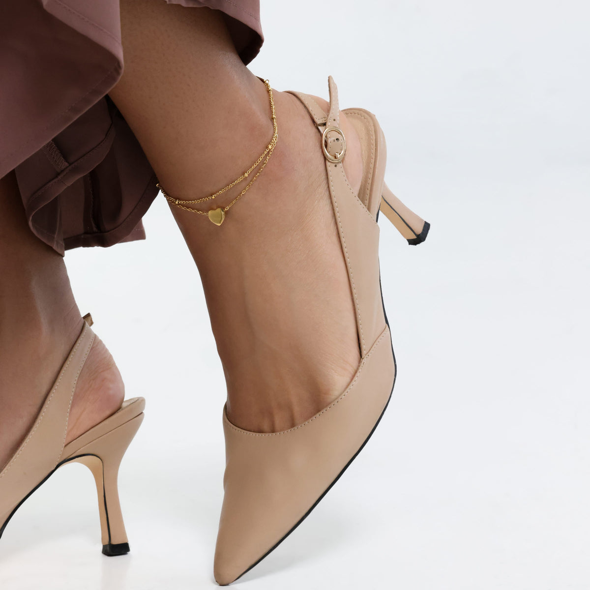 Dotted & Heart Stacker Anklet - Nominal