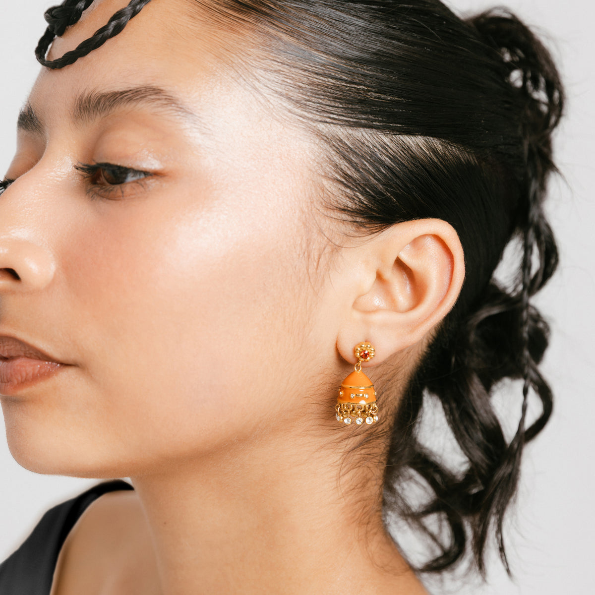 Orange Mini Jhumka Studs