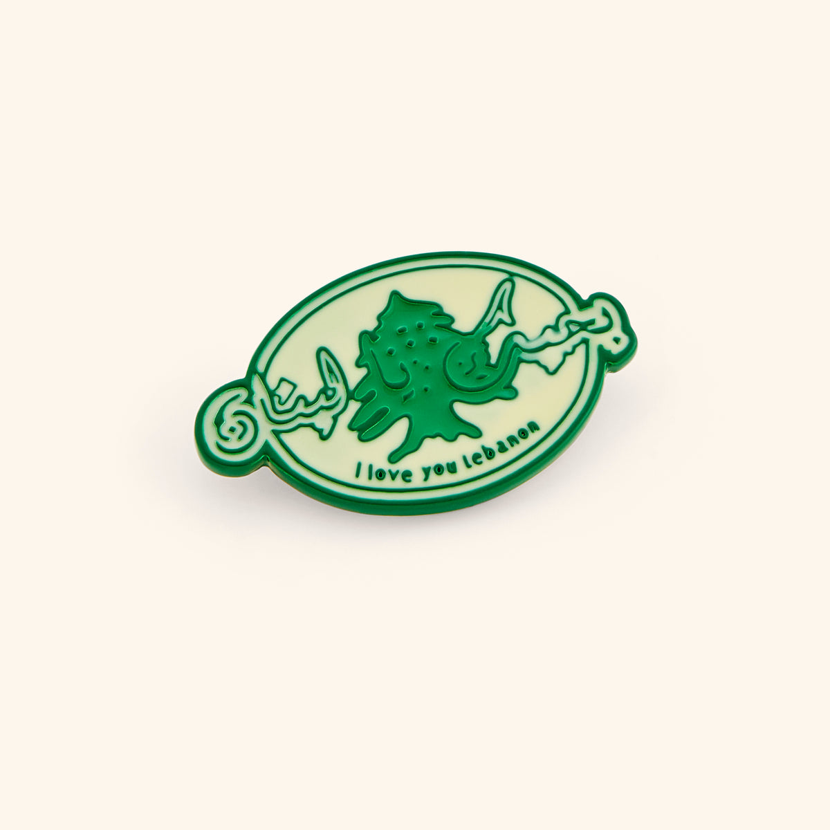18k gold-plated Love of Lebanon Cedar Pin set on a light background. 