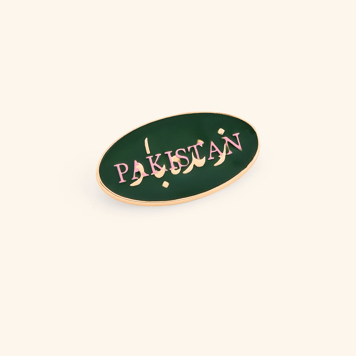 18k gold-plated Pakistan Zindabad Pin set on a light background. 