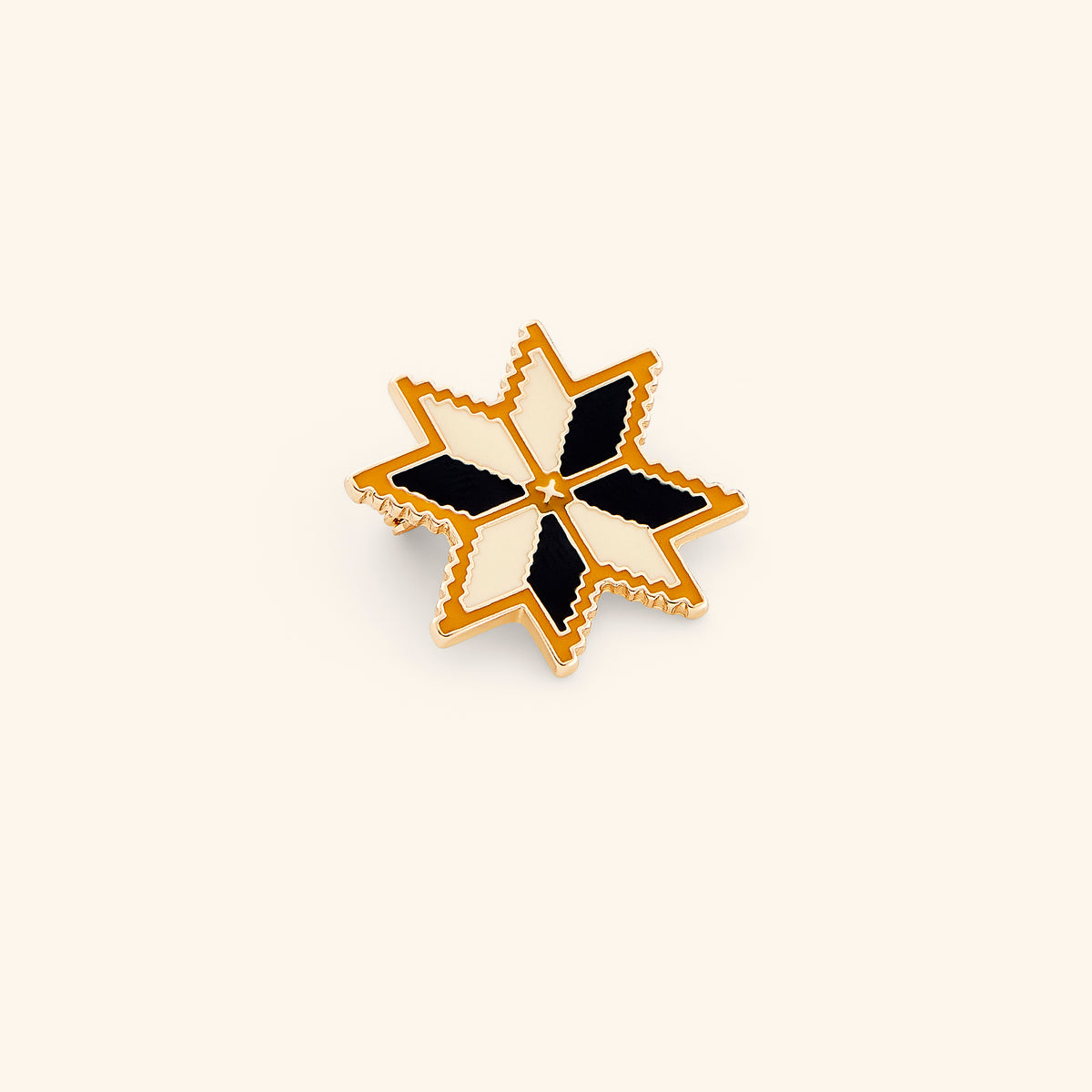 18k gold-plated Tatreez Floral Pin set on a light background. 