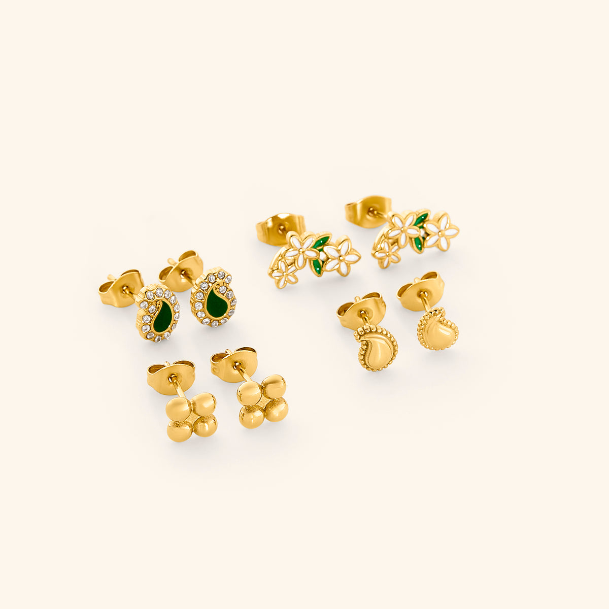 Paisley & Henna Studs 4-Pack - Nominal