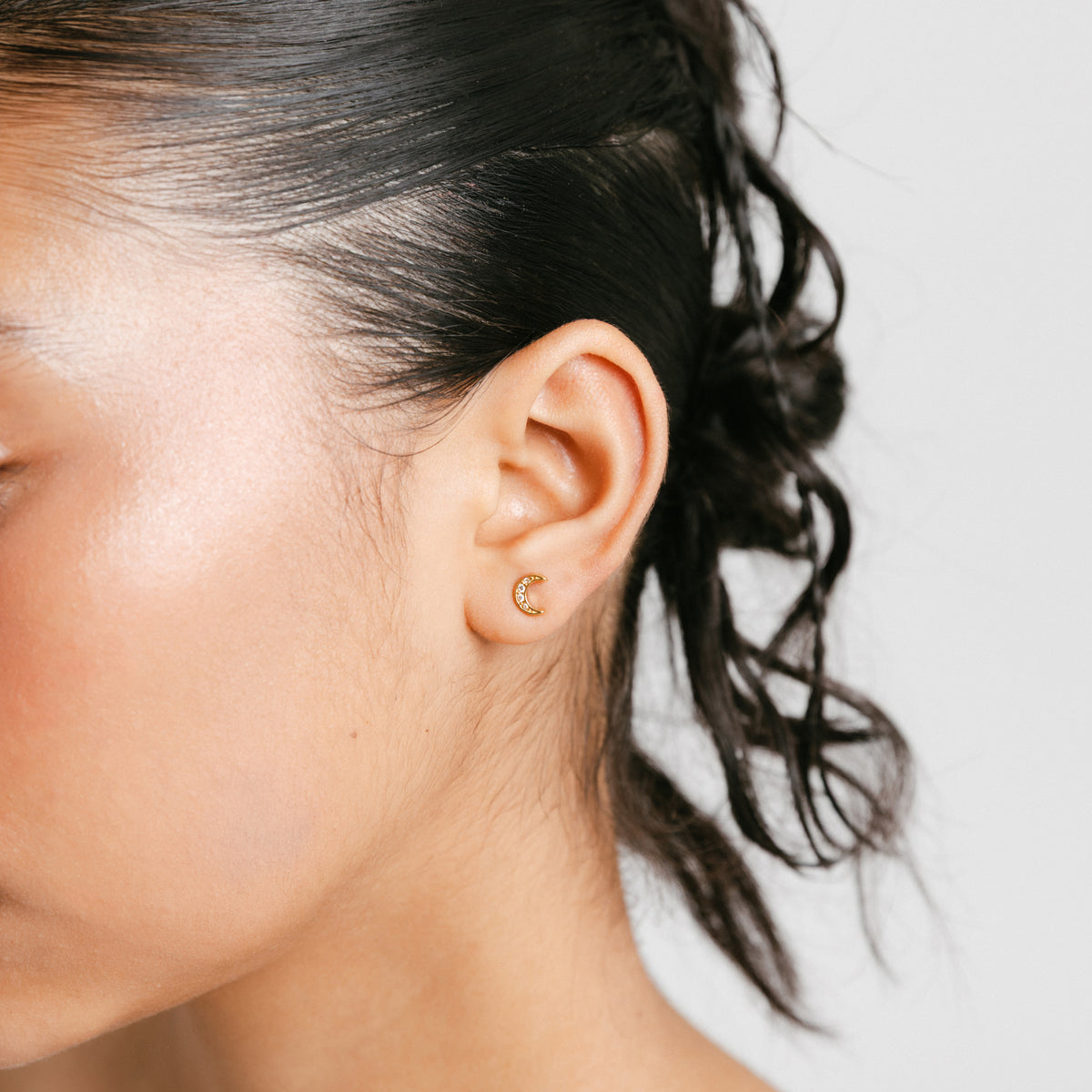 Pavé Crescent Studs