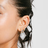 Pavé Huggie Hoops Set — all three sizes stacked