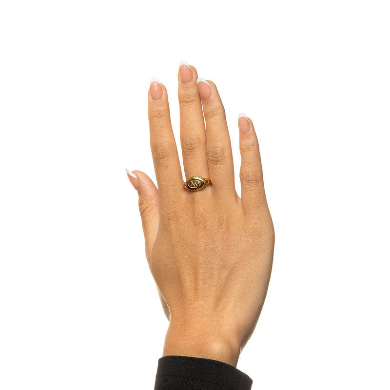 Extended hand wearing the Qadr | Destiny Ring.