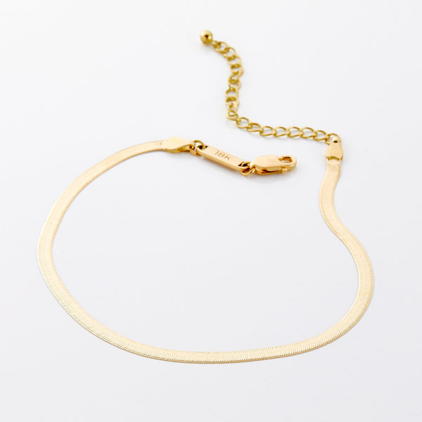 Herringbone Chain Anklet - 18K Solid Gold - Nominal