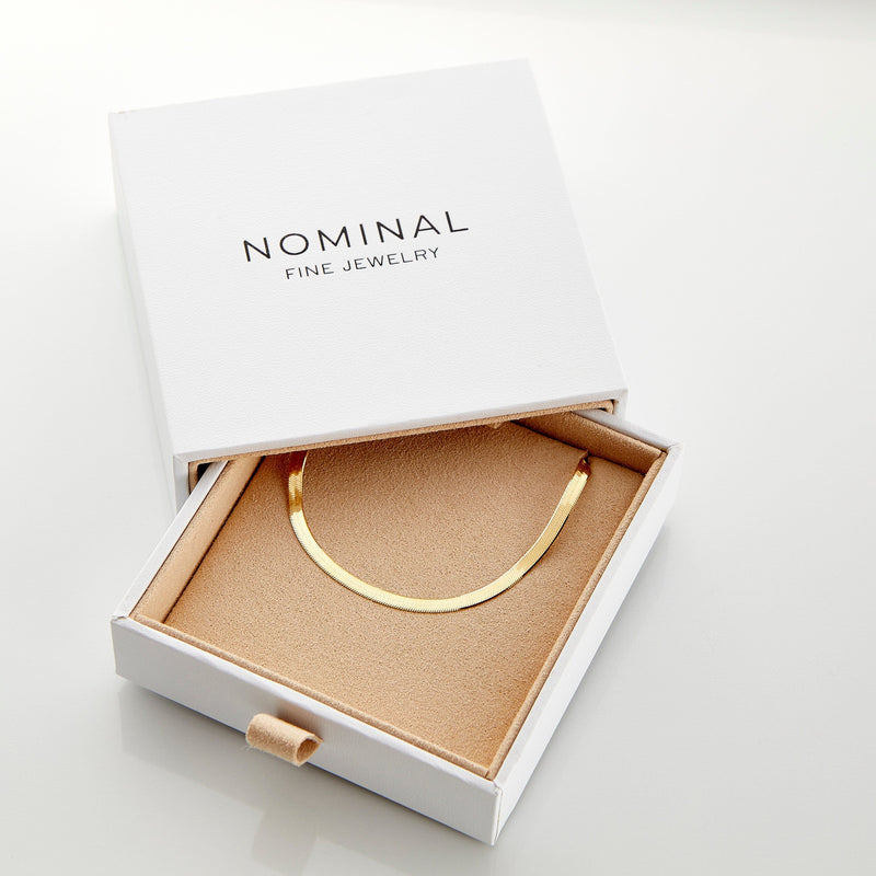 Herringbone Chain Bracelet - 18K Solid Gold - Nominal