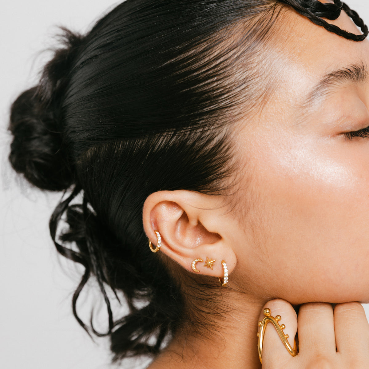 Pavé Crescent Studs