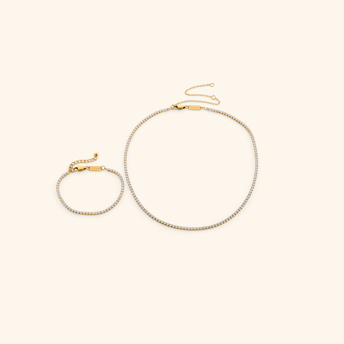 Tennis Necklace & Bracelet Set - Nominal