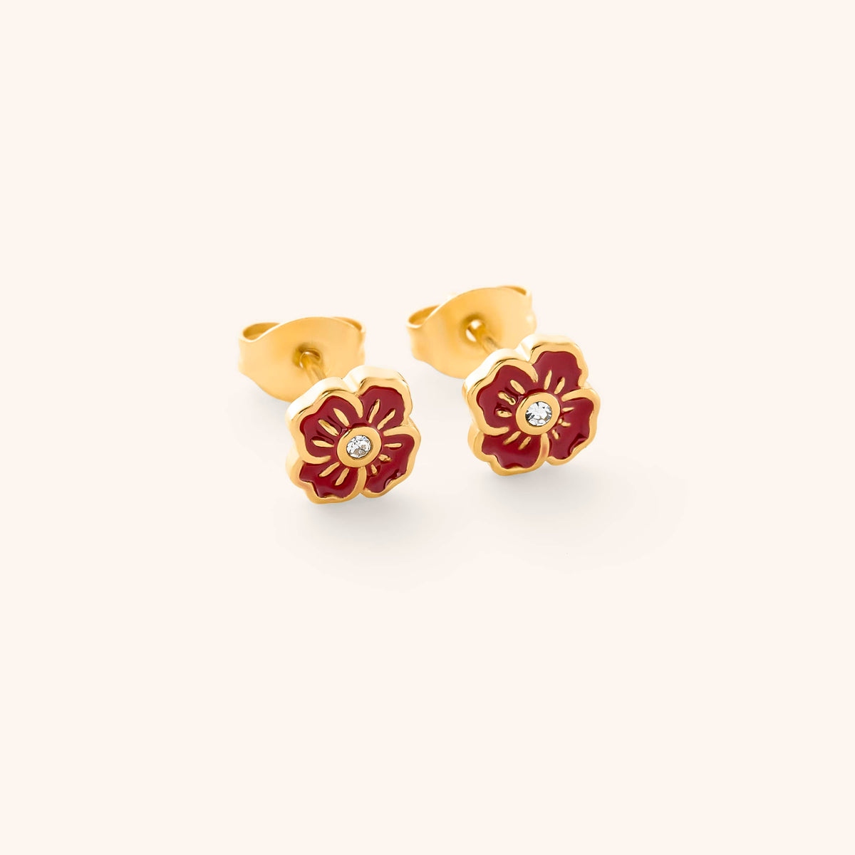 Palestinian Poppy Enamel Studs