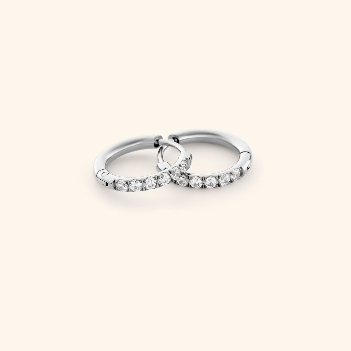 Pavé Huggie Hoops | 10mm — Silver