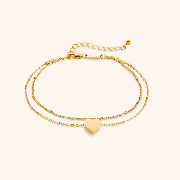 Dotted & Heart Stacker Anklet
