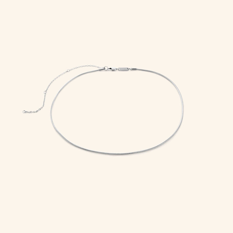 Silver harmony necklace on a white background