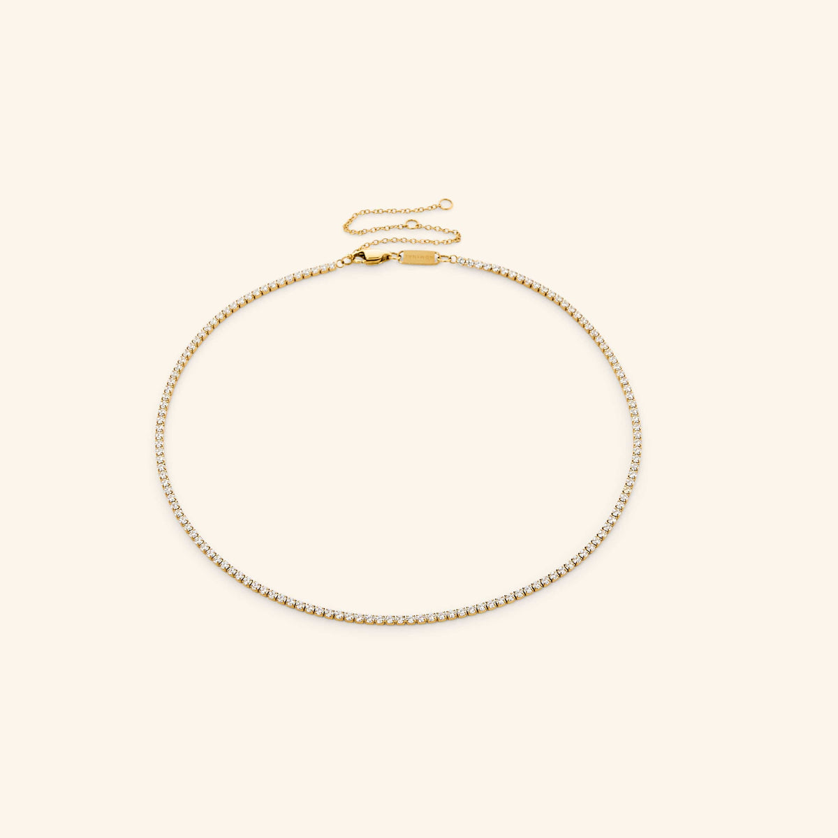 18k gold-plated Tennis Necklace set with clear crystals