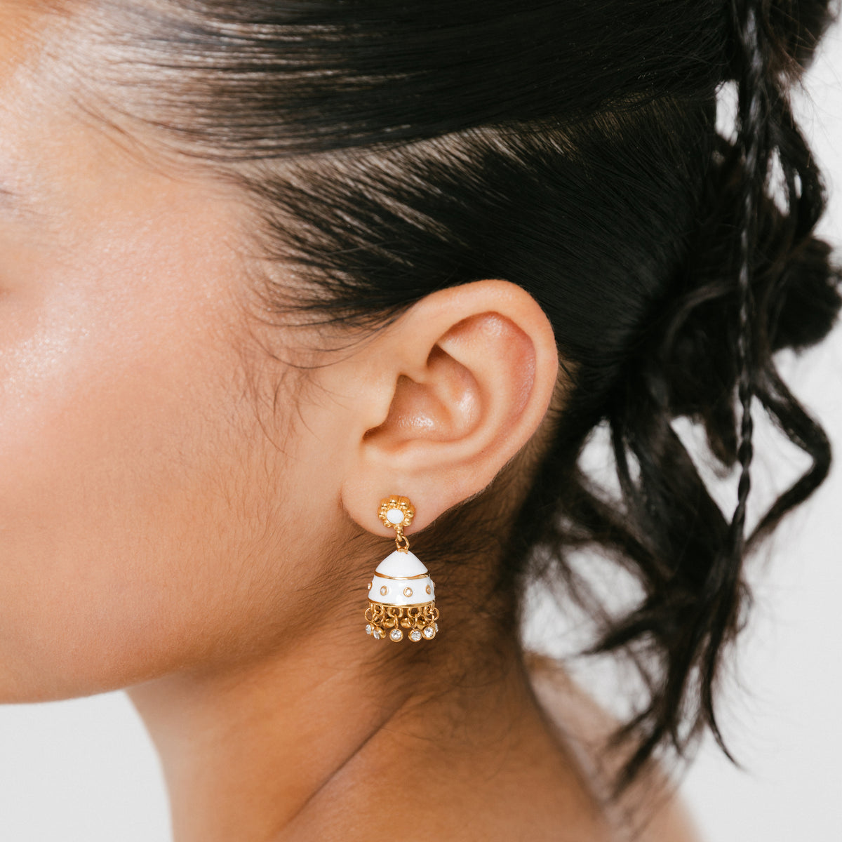 White Mini Jhumka Studs