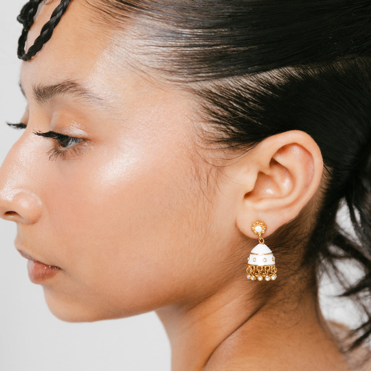White Mini Jhumka Studs