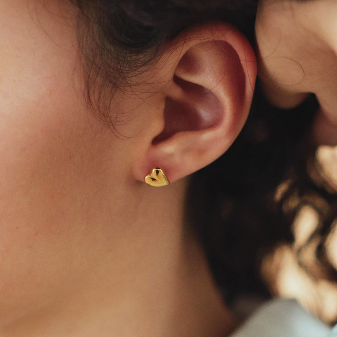 Gold Earrings Designs Heart 💛 Shape | Gold Stud Earrings - YouTube