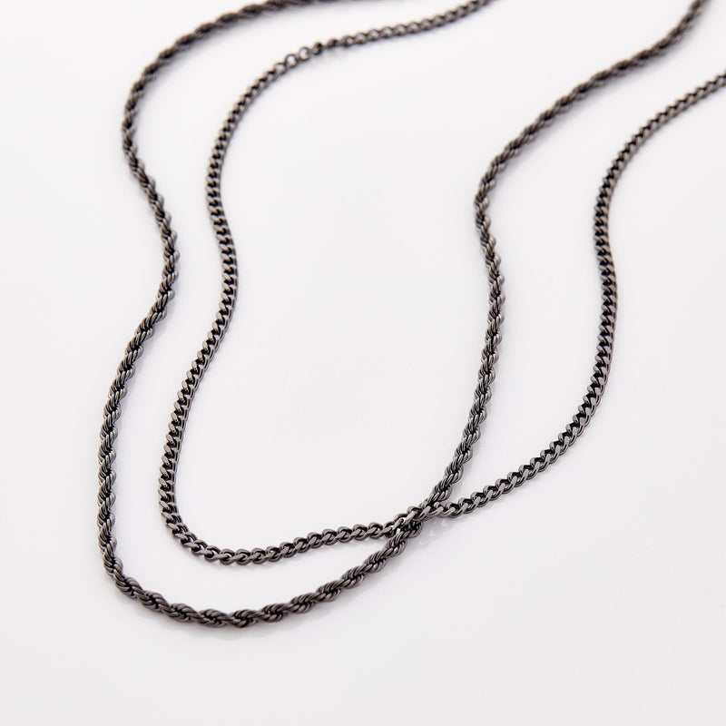 Gold Time Men's Stainless Steel Black Rope Chain Necklace - 22
