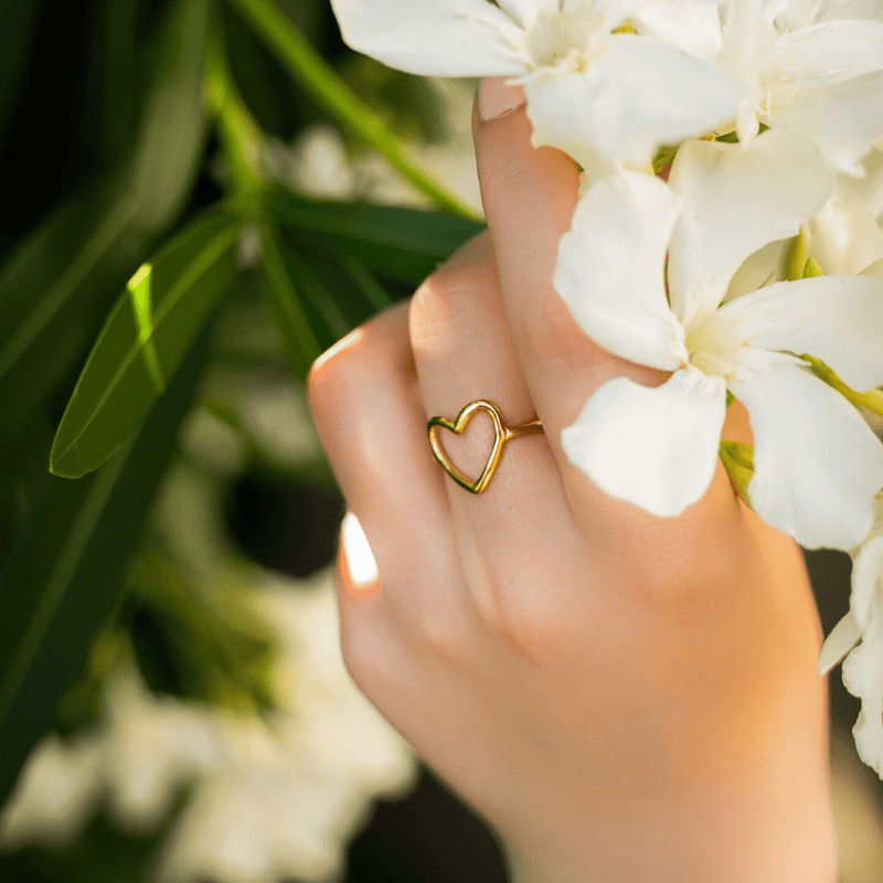 Sparking Heart Gold Plated Sterling Silver Ring – Priyaasi