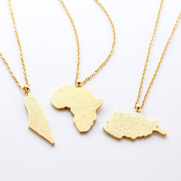 Upside Down Moon World Map Layer Necklace Wholesale
